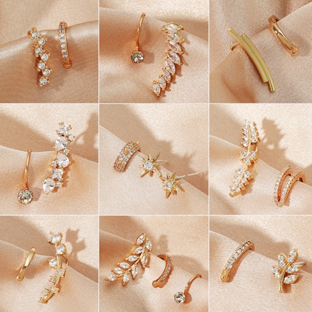 ⚜️[𝟯𝟬%𝗢𝗙𝗙|𝗯𝘂𝗻𝗱𝗹𝗲𝘀 𝟯+]⚜️18K CZ Stud Cuff Wrap Earrings NEW - Picture 3 of 5